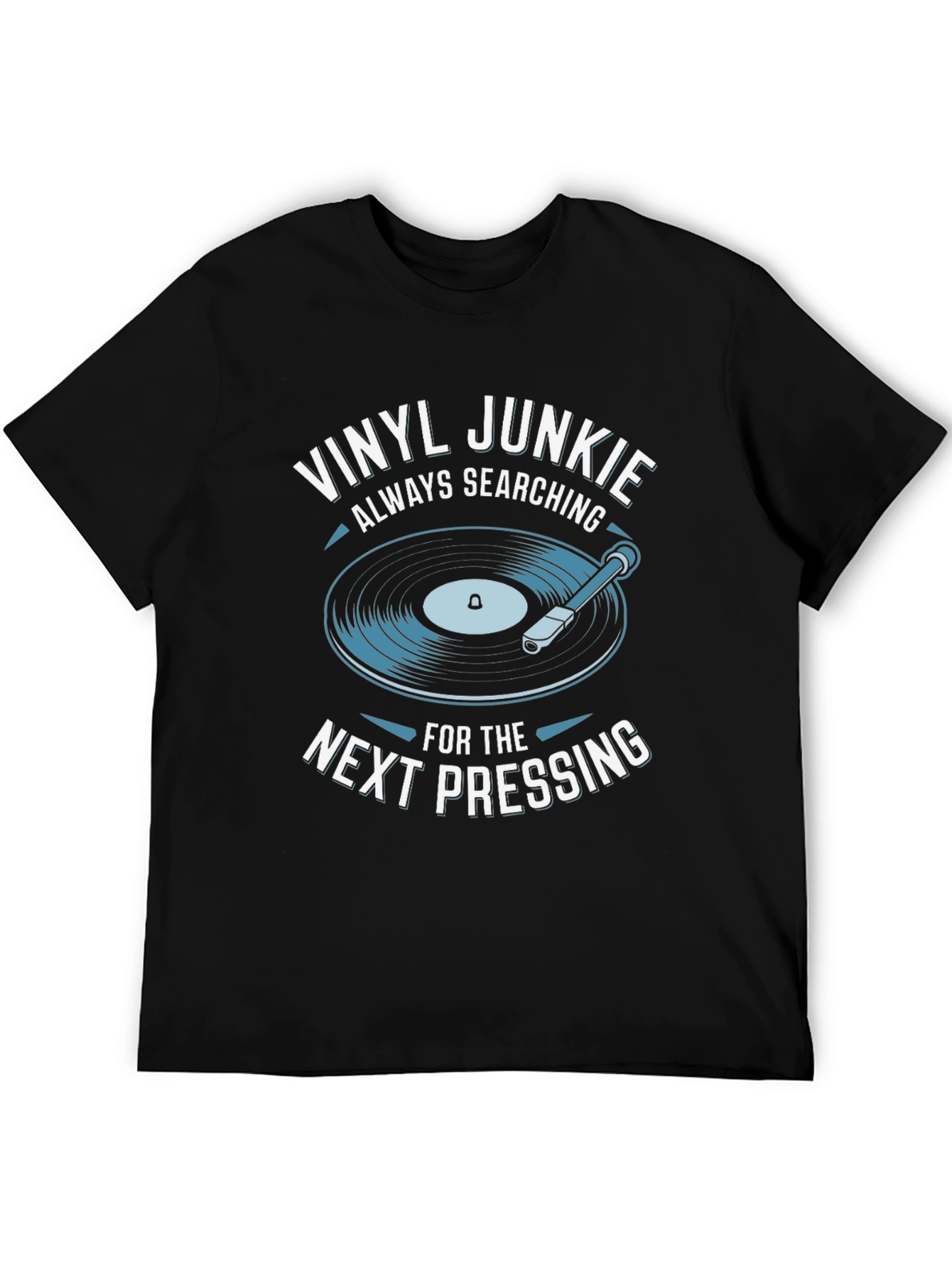 Black Vinyl Junkie T-Shirt - Always Searching view 5