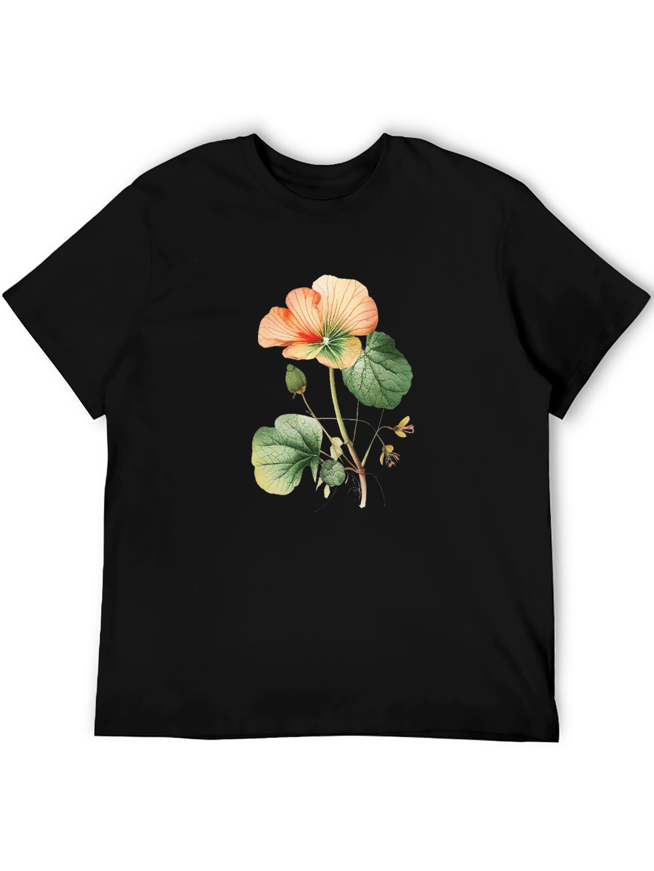 Black Floral Print Black T-Shirt view 5