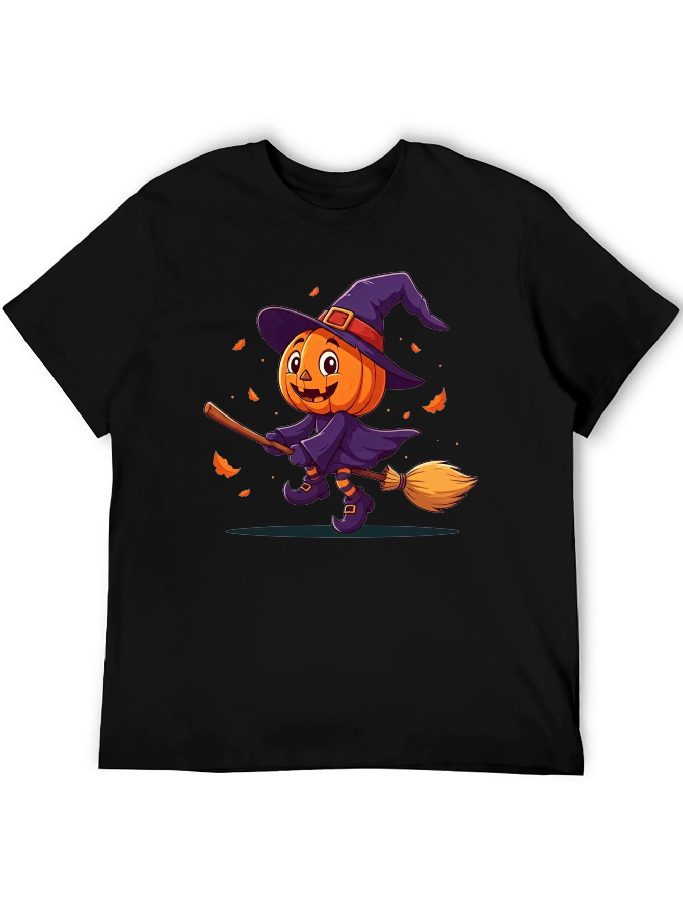 Black Halloween Pumpkin Witch T-Shirt view 5