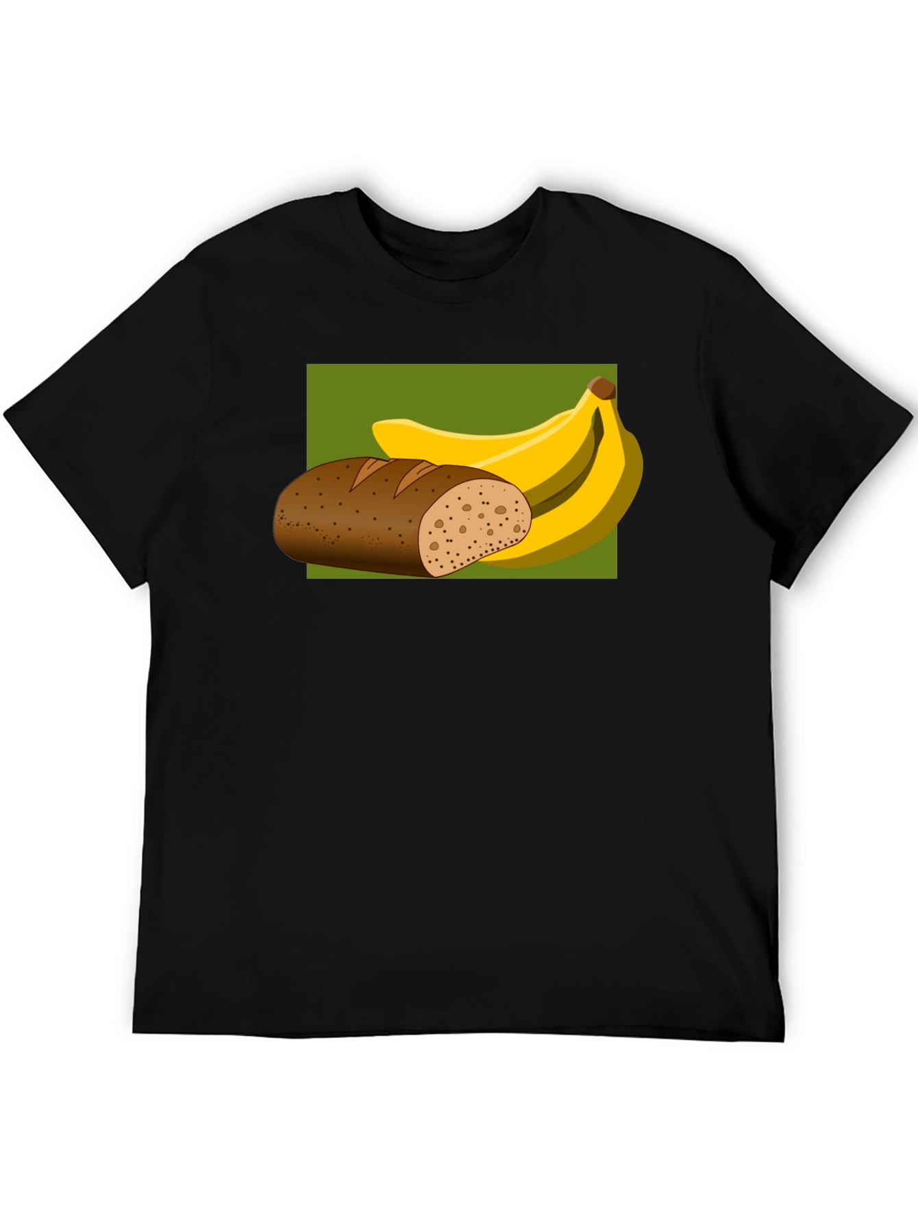 Black Bread & Bananas Graphic Tee - Novelty Food Shirt view 5