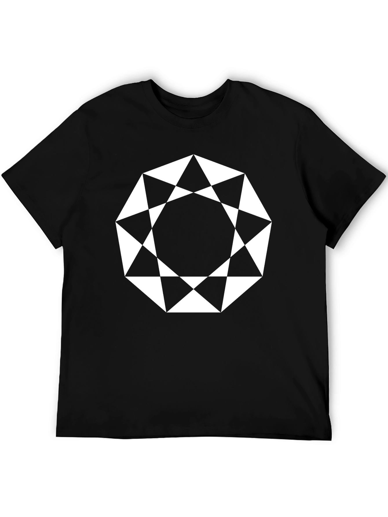 Black Geometric Octagon Graphic Tee - Modern Black Shirt view 5