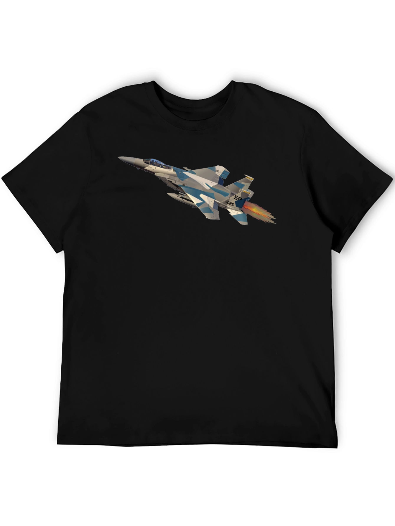 Black Jet Fighter Graphic Tee - Black Crew Neck view 5