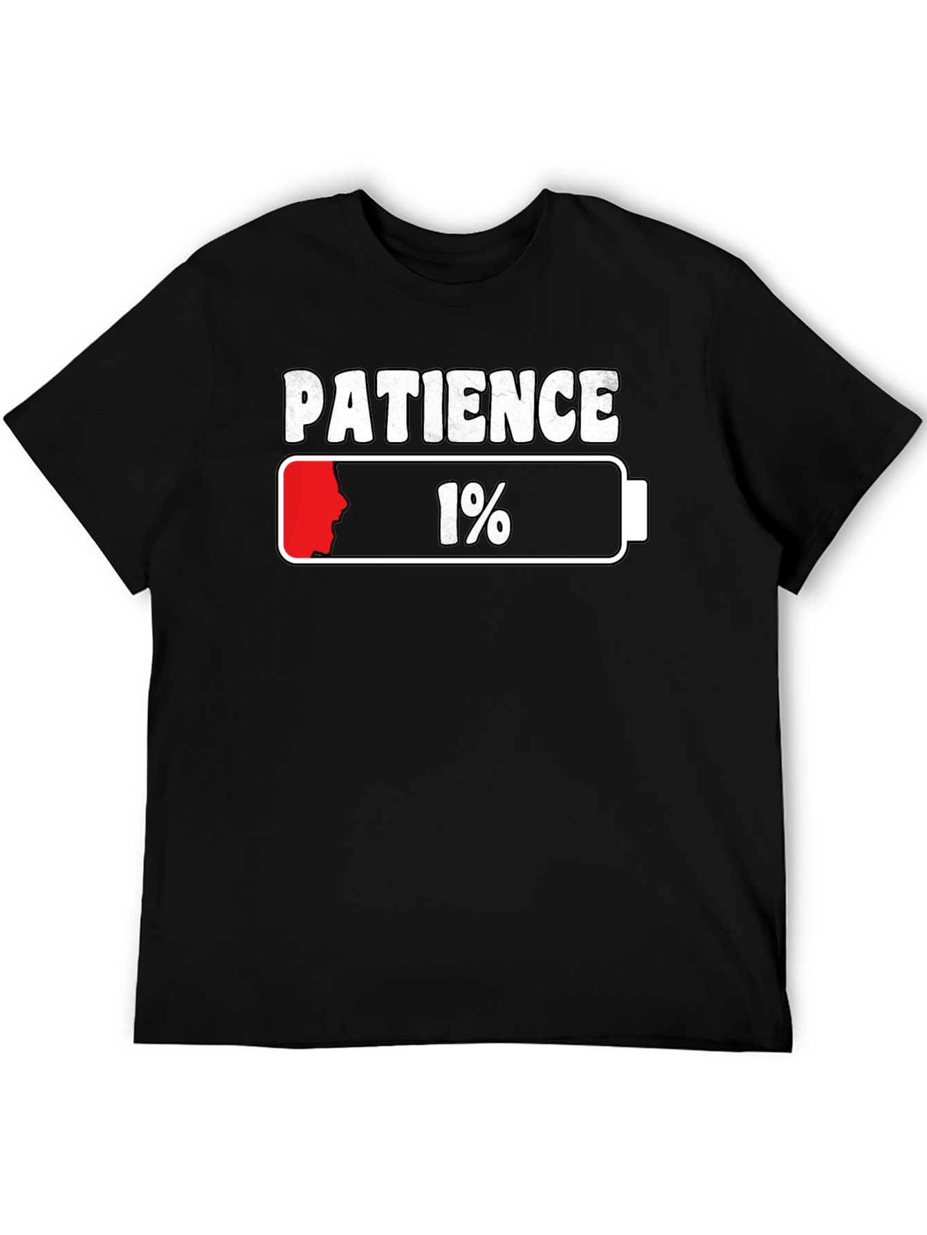 Black Patience 1% Low Battery Graphic T-Shirt view 5
