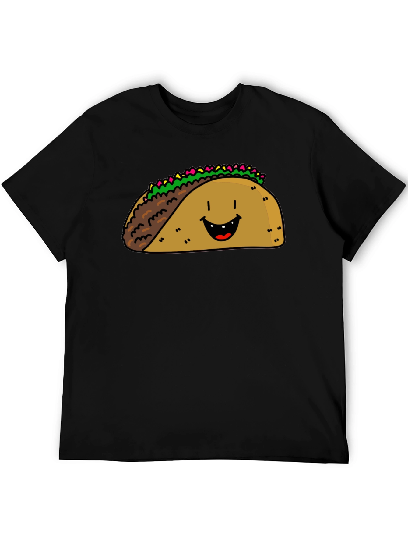 Black Happy Taco Graphic Tee - Black Cotton Blend view 5