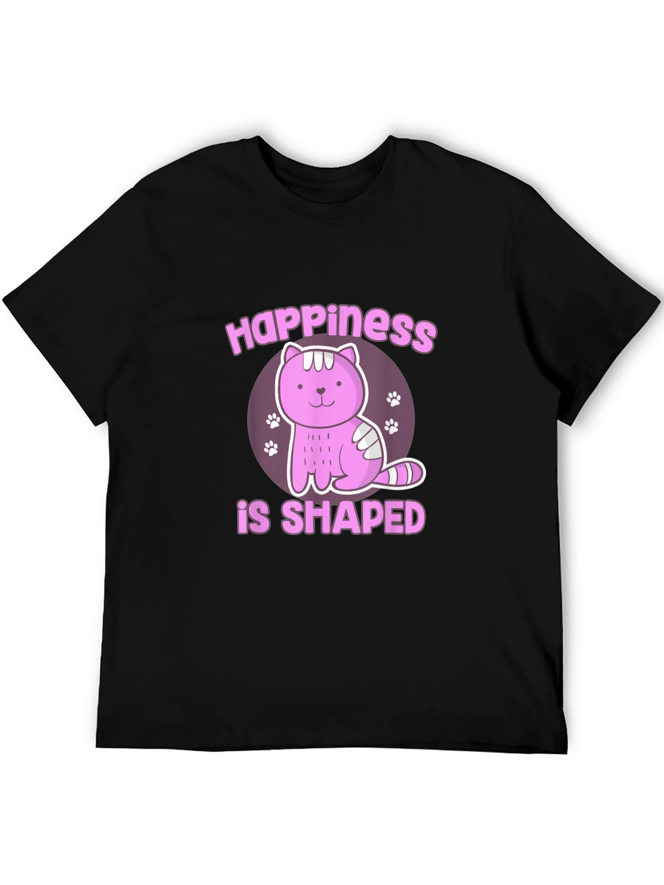 Black Happiness Shaped Cat T-Shirt view 5