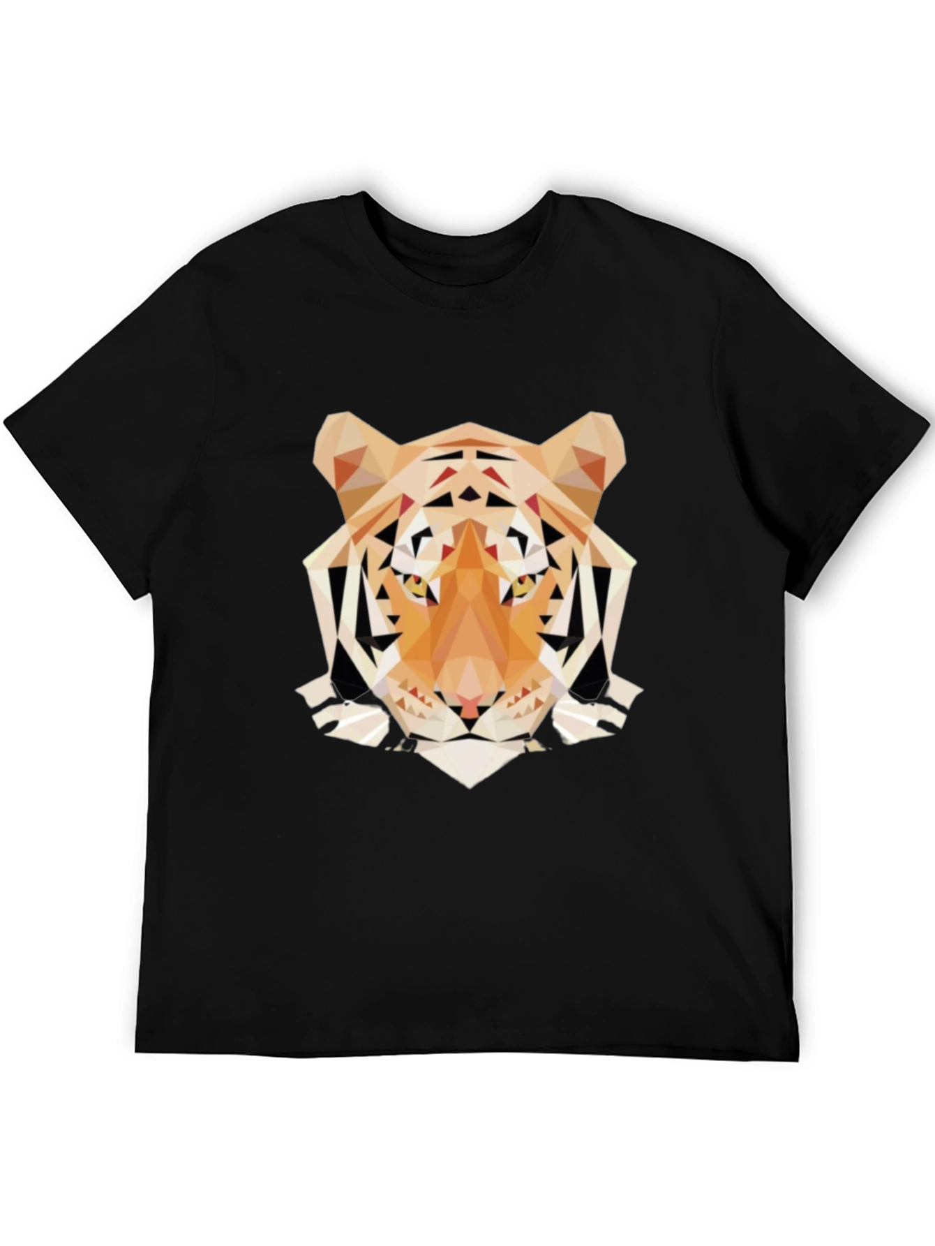 Black Geometric Tiger Graphic Tee - Trendy Men's Black T-Shirt view 5