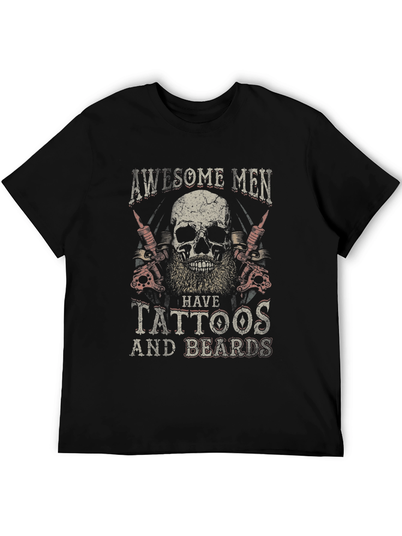 Black Awesome Men Tattoo & Beard Graphic Tee view 5