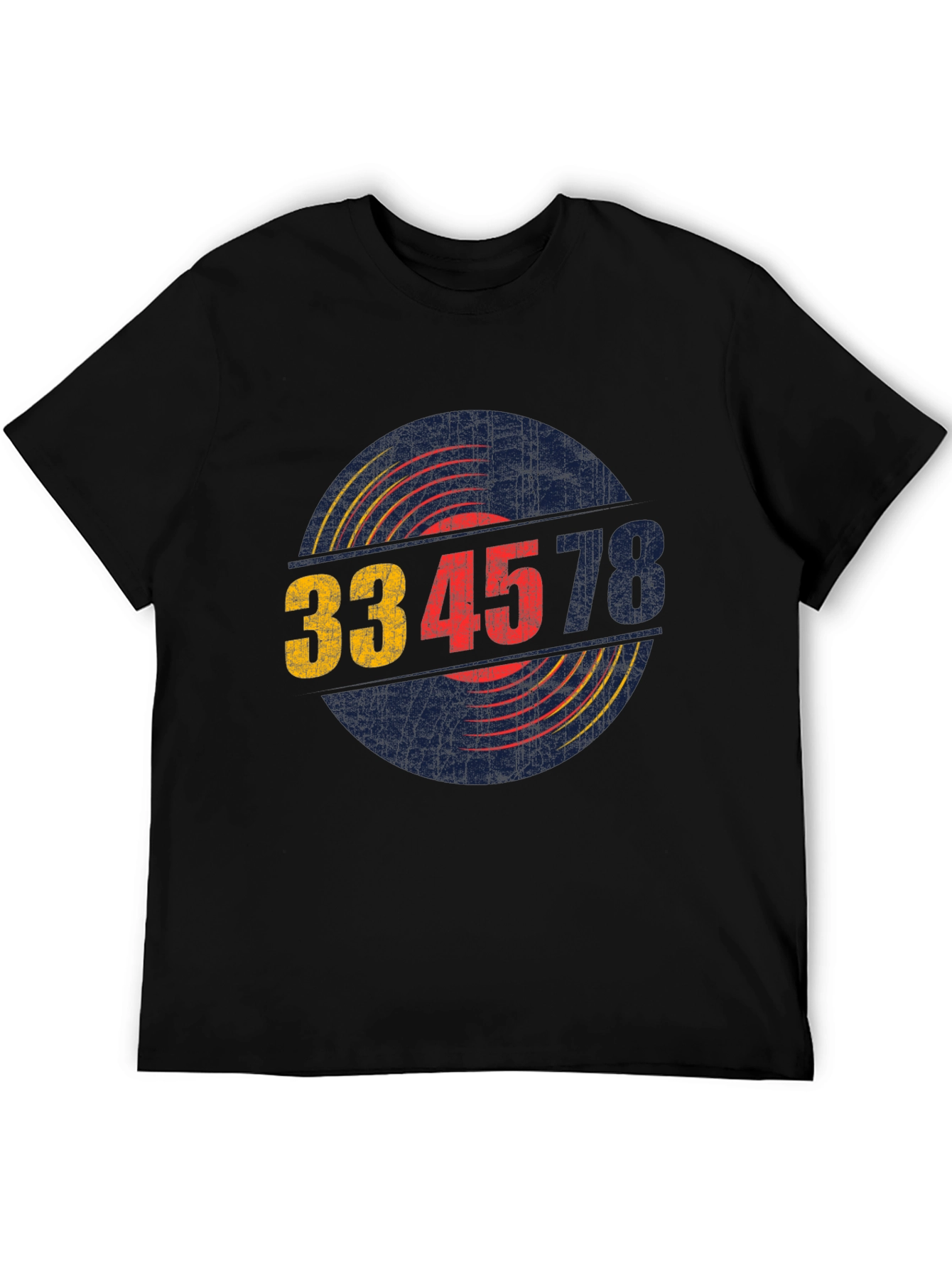Black Vintage Record Player Speed T-Shirt view 5