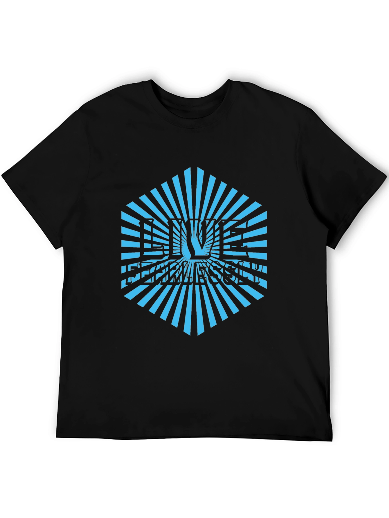 Black Geometric Sunburst T-Shirt - Cool Graphic Tee view 5