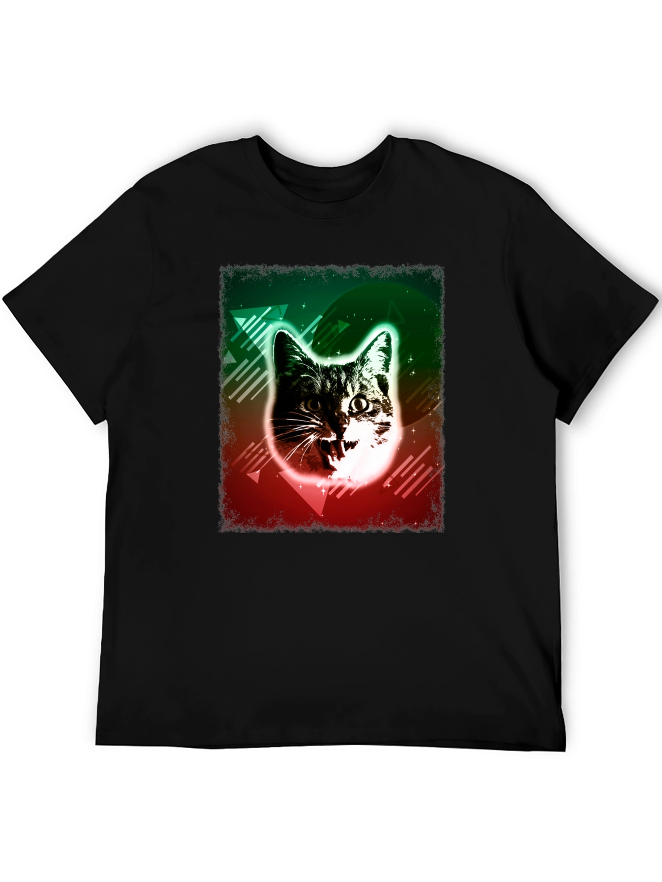 Black Retro Cat Graphic Tee - Black Cotton Comfort view 5