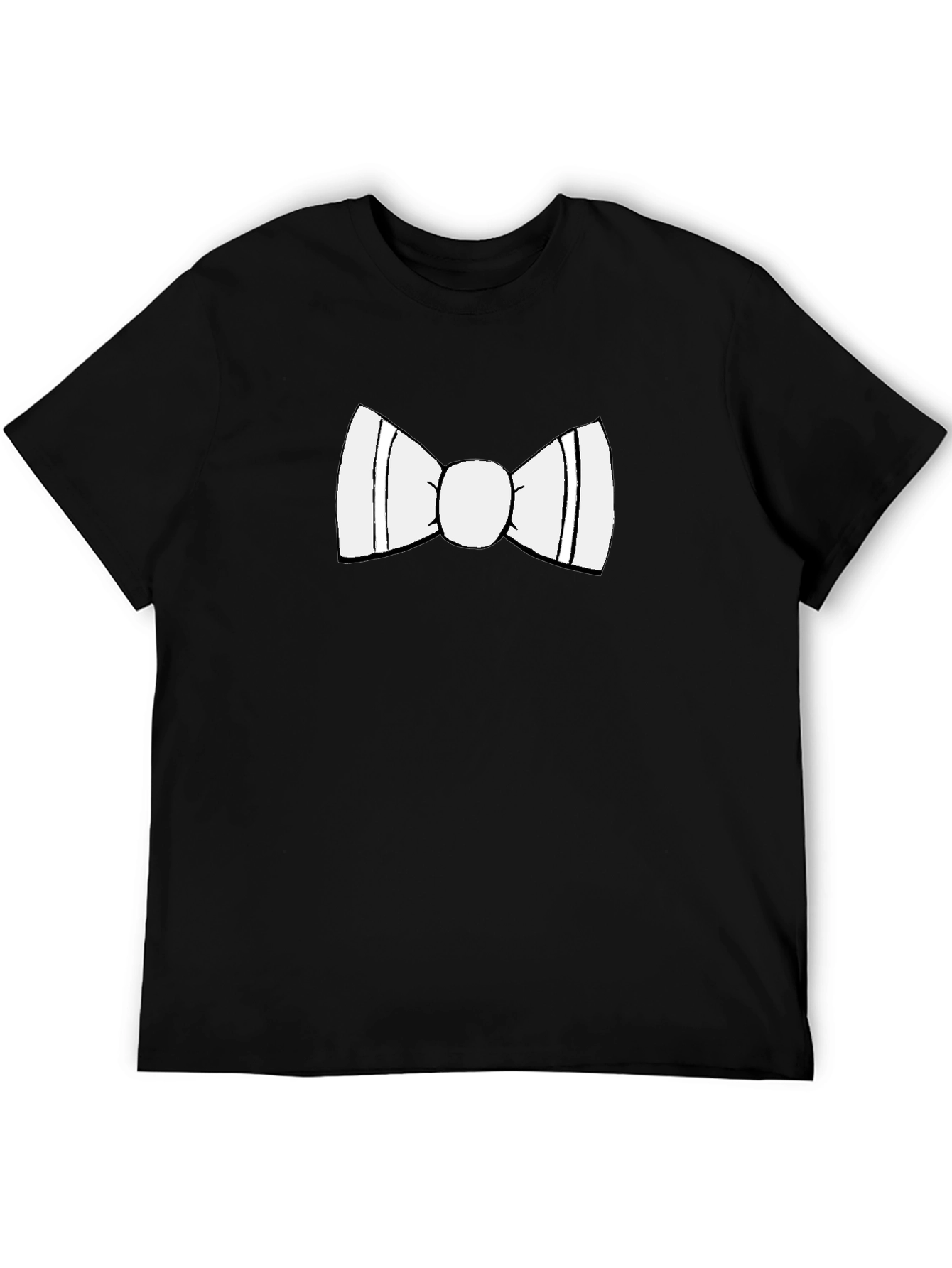Black Black T-Shirt with White Bow Tie Design view 5