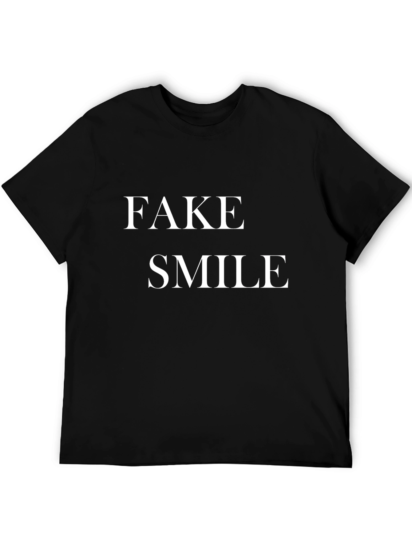 Black Fake Smile Graphic Tee - Mens Black Cotton Shirt view 5