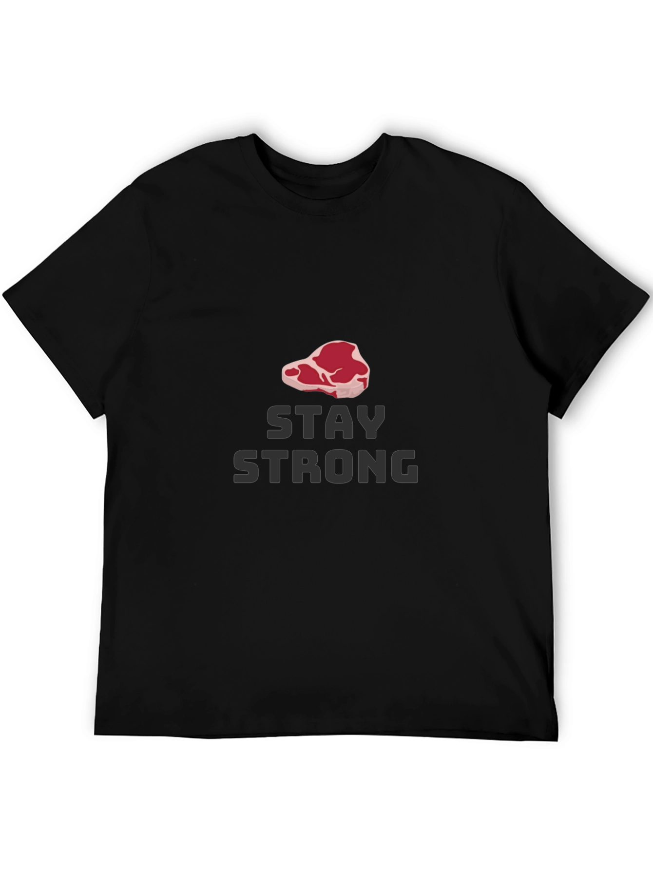 Black Stay Strong Steak Graphic Tee - Black Casual T-Shirt view 5