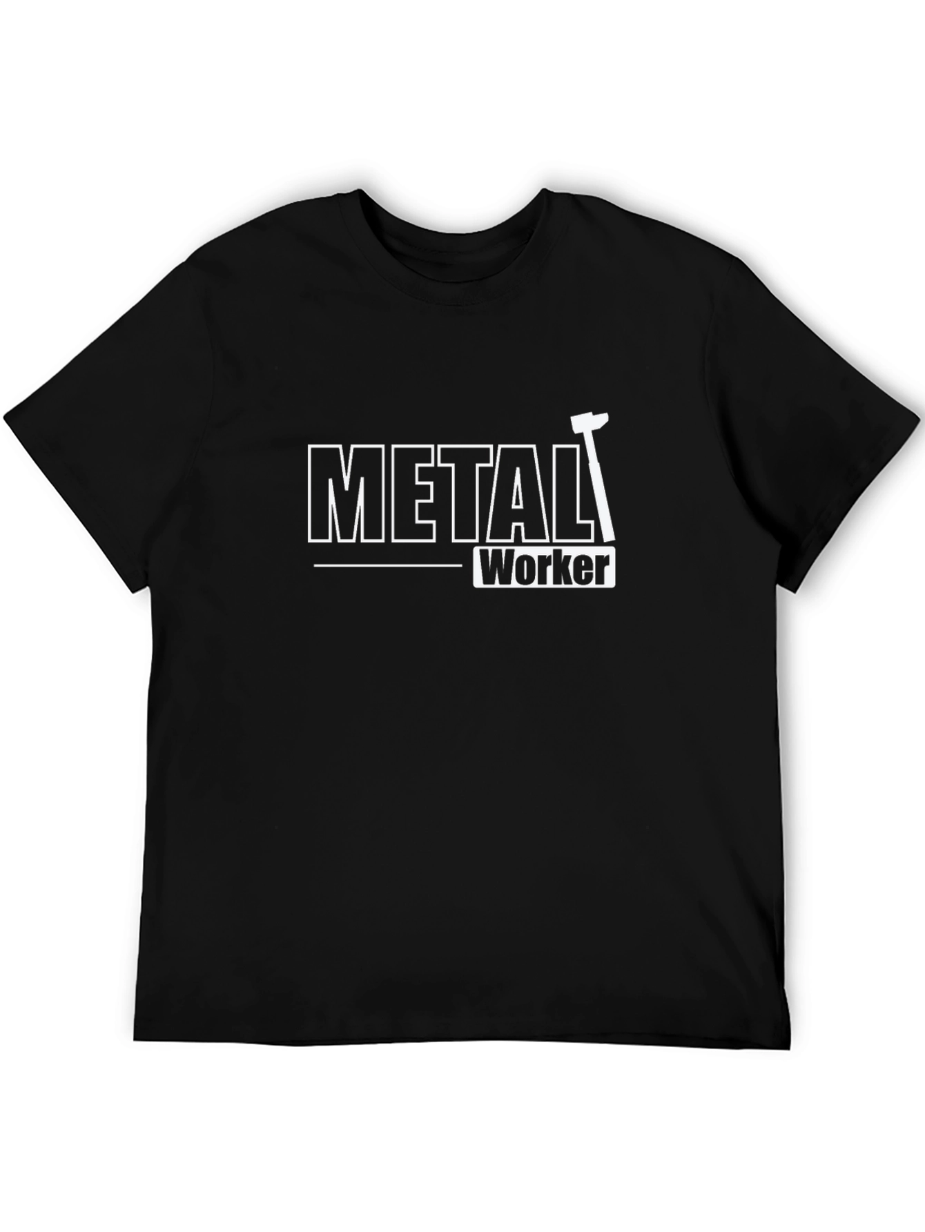 Black Metal Worker T-Shirt - Black Crew Neck Tee view 5