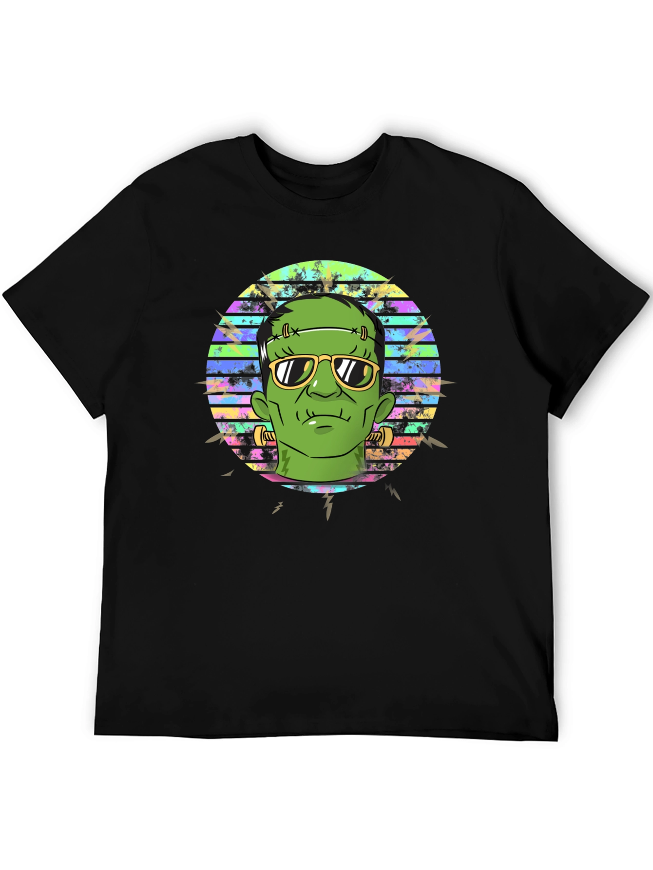 Black Frankenstein Graphic Tee - Retro Halloween T-Shirt view 5