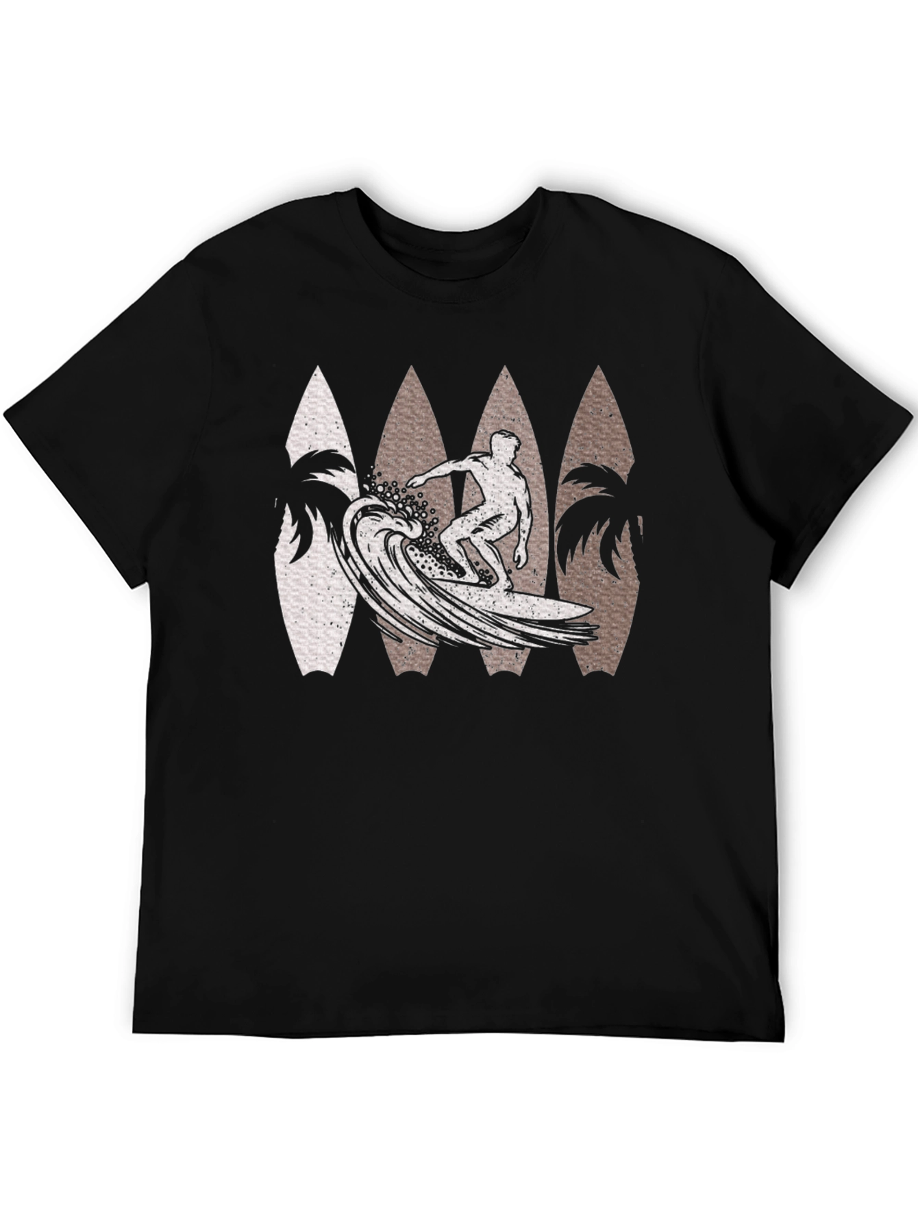 Black Surfer Wave Graphic Tee - Black view 5