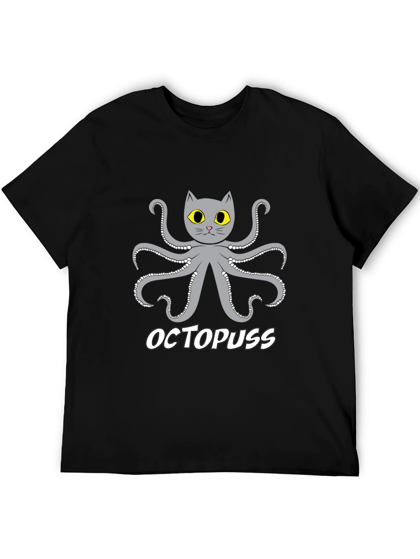 Black Octopuss Funny Graphic T-Shirt view 5