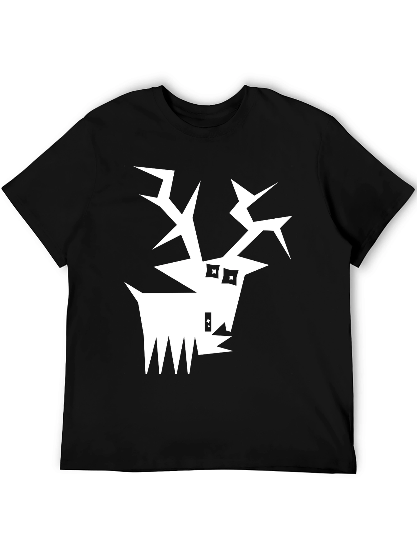 Black Abstract Reindeer Graphic Tee - Black view 5