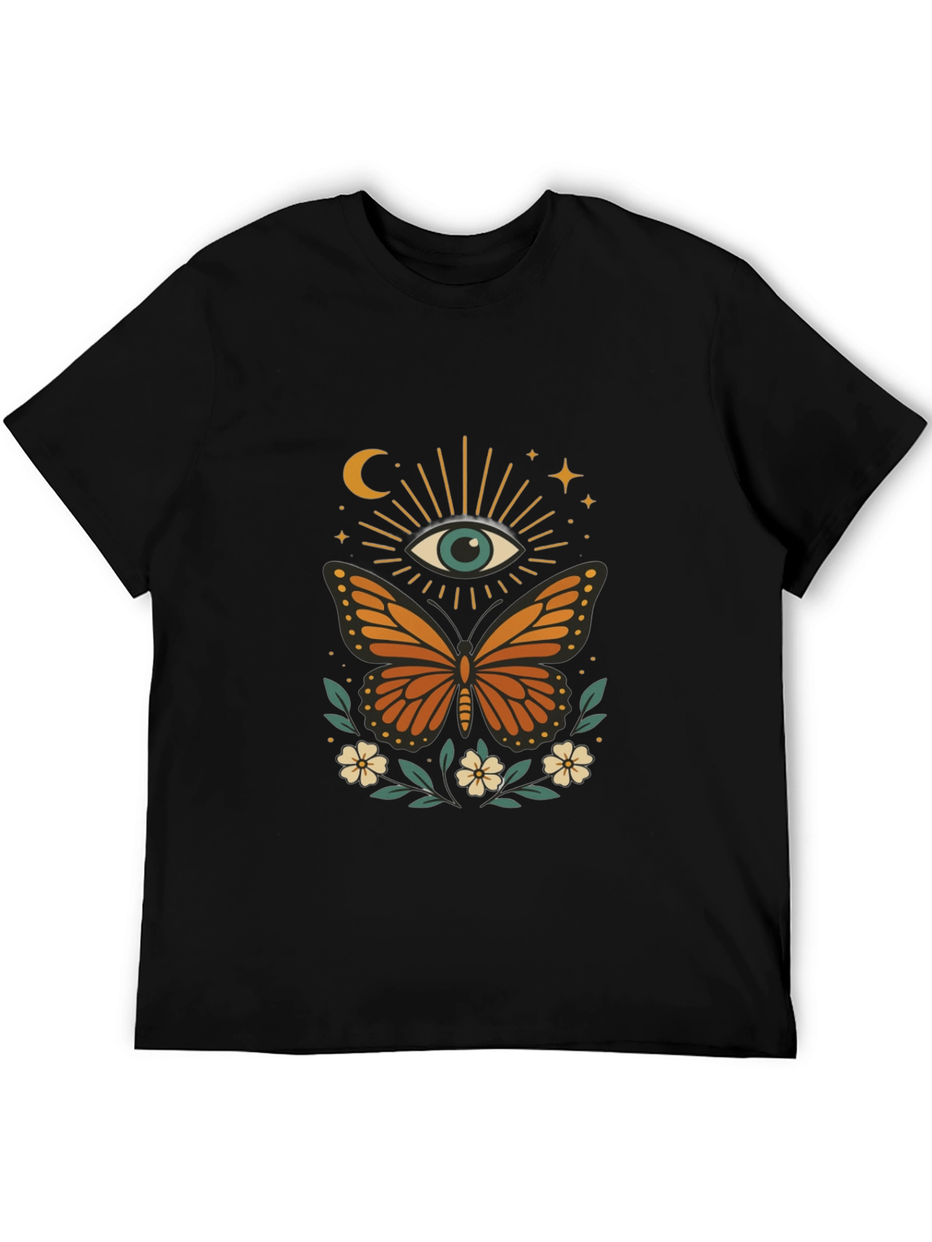 Black Mystic Eye Butterfly Graphic Tee - Black Cotton Blend view 5