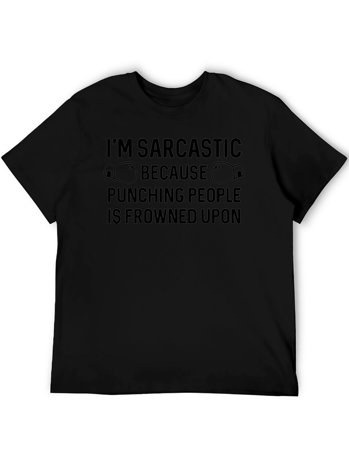 Black Sarcastic Punching People Graphic T-Shirt view 5