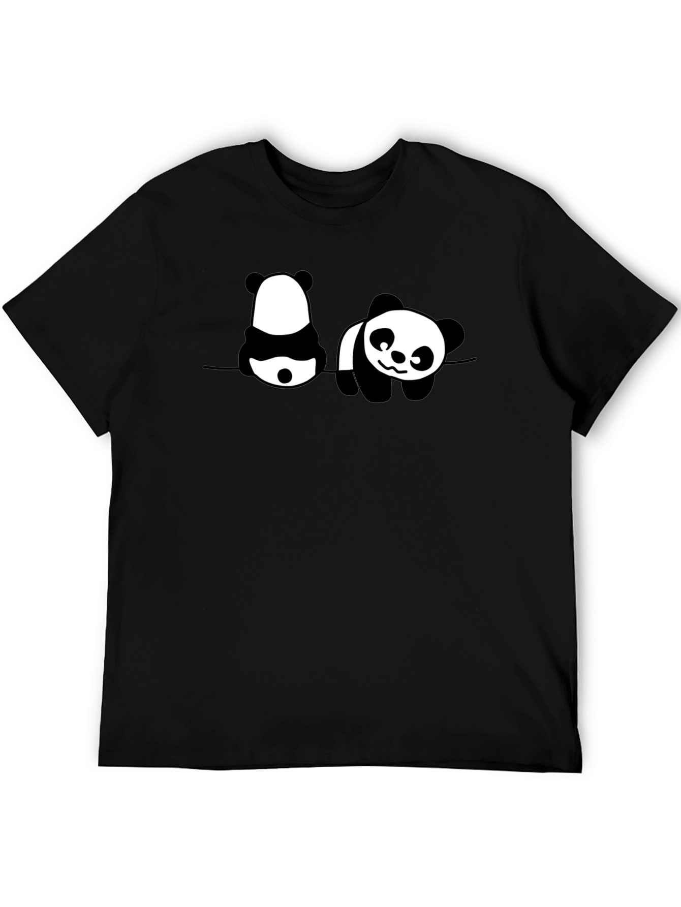 Black Panda Print Men's Black Graphic T-Shirt view 5
