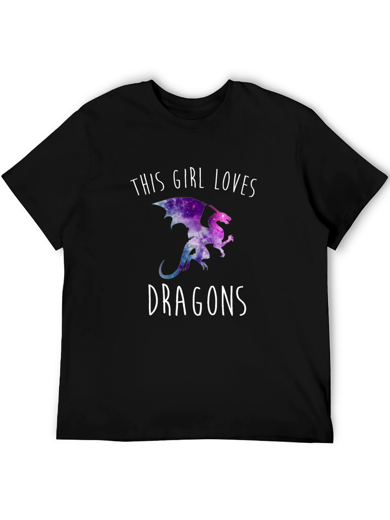 Black This Girl Loves Dragons T-Shirt - Galaxy Dragon Design view 5