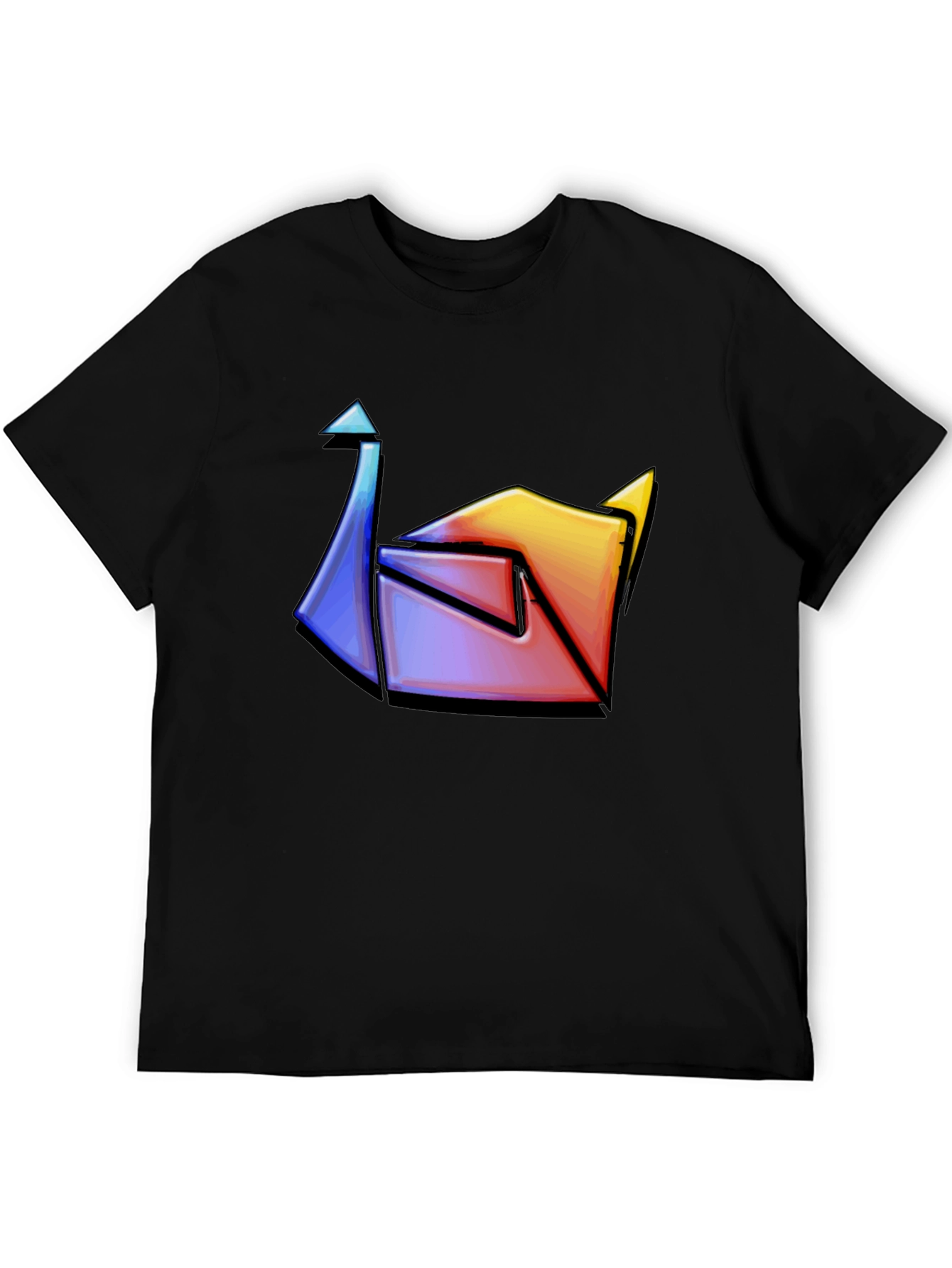 Black Abstract Colorful Origami Graphic Tee view 5