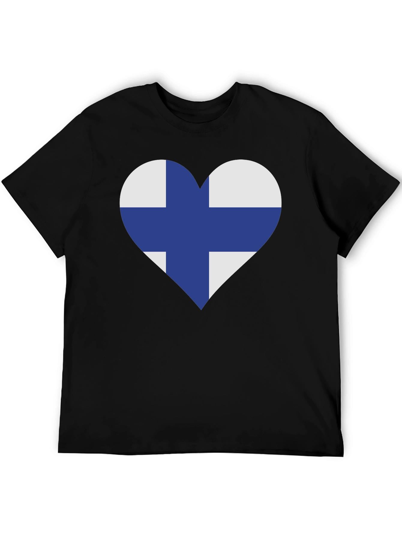 Black Finland Flag Heart T-Shirt - Finnish Pride Tee view 5