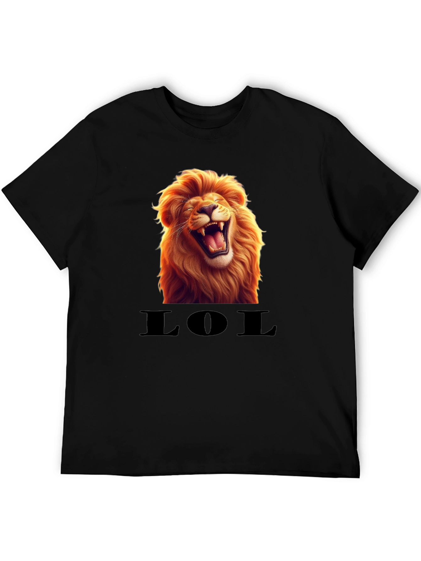 Black Laughing Lion LOL Graphic Tee - Black view 5