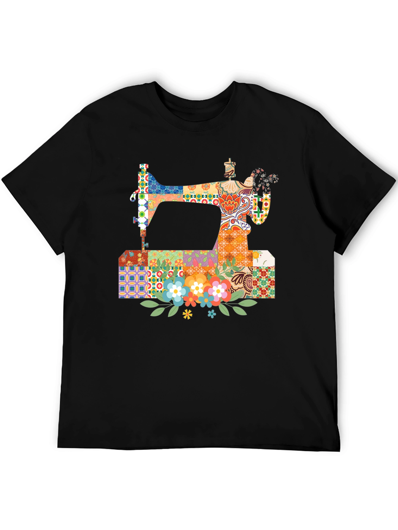 Black Sewing Machine Floral T-Shirt view 5