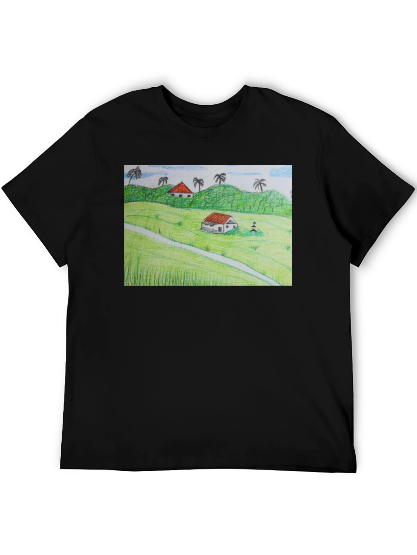 Black Nature Landscape Graphic T-Shirt view 5