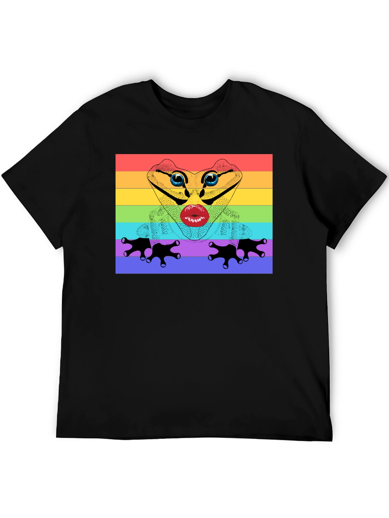 Black Rainbow Frog Lips T-Shirt - Pride Apparel view 5