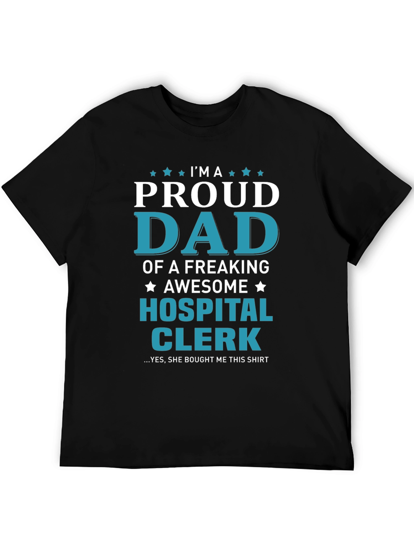 Black Proud Dad Hospital Clerk Graphic T-Shirt view 5