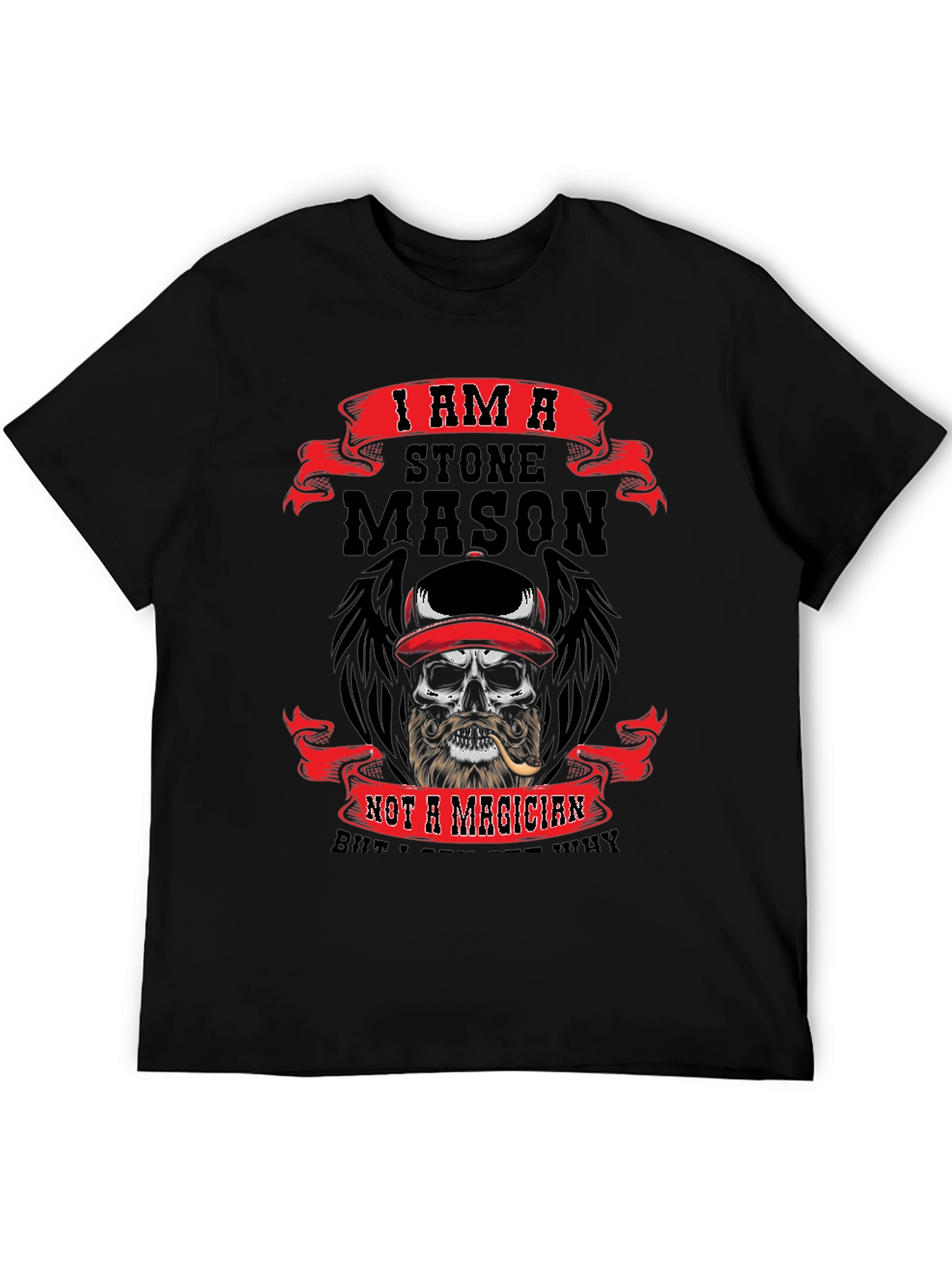 Black Stone Mason Skull Graphic T-Shirt view 5