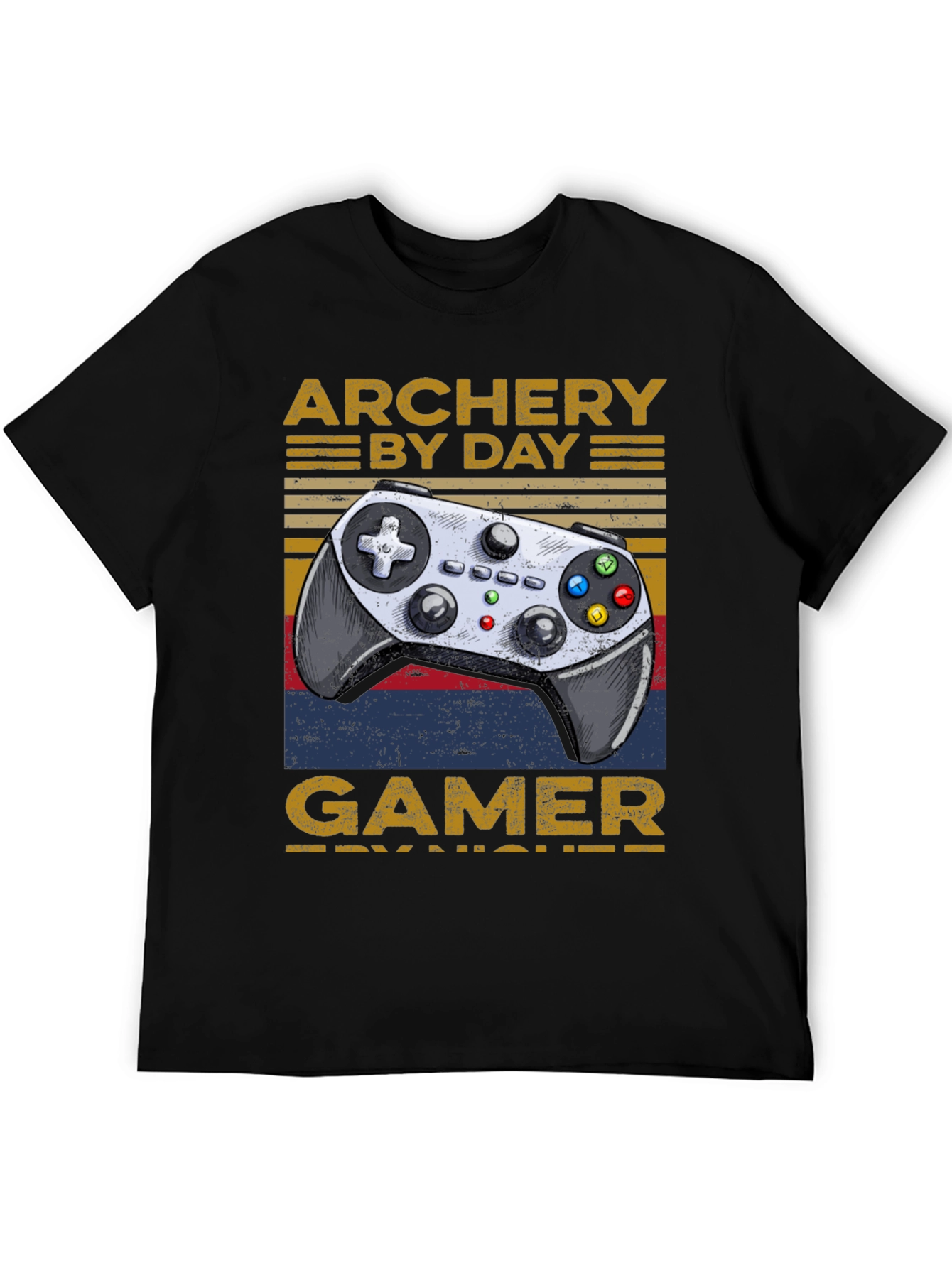 Black Archery By Day Gamer By Night T-Shirt view 5