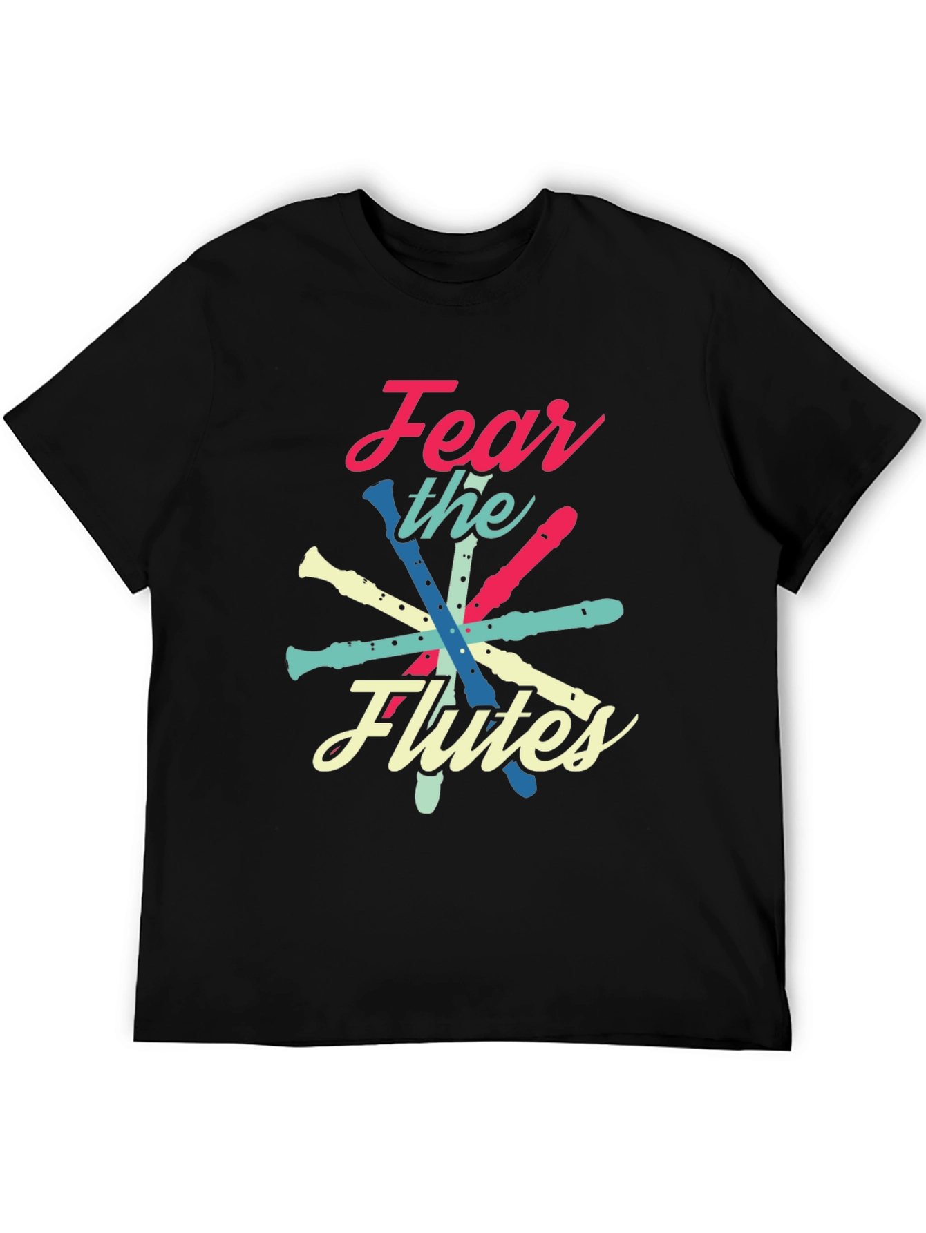 Black Fear the Flutes Music Lover T-Shirt view 5