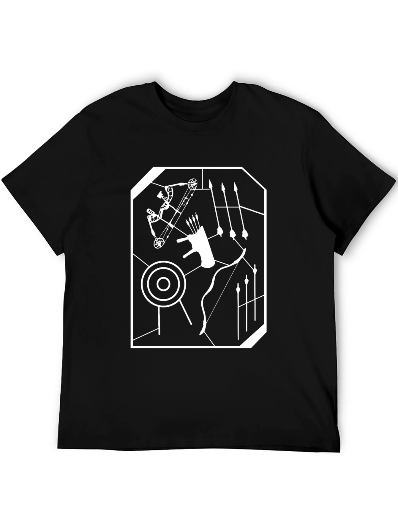 Black Archery Design Tee | Bow & Arrow Graphic T-Shirt view 5