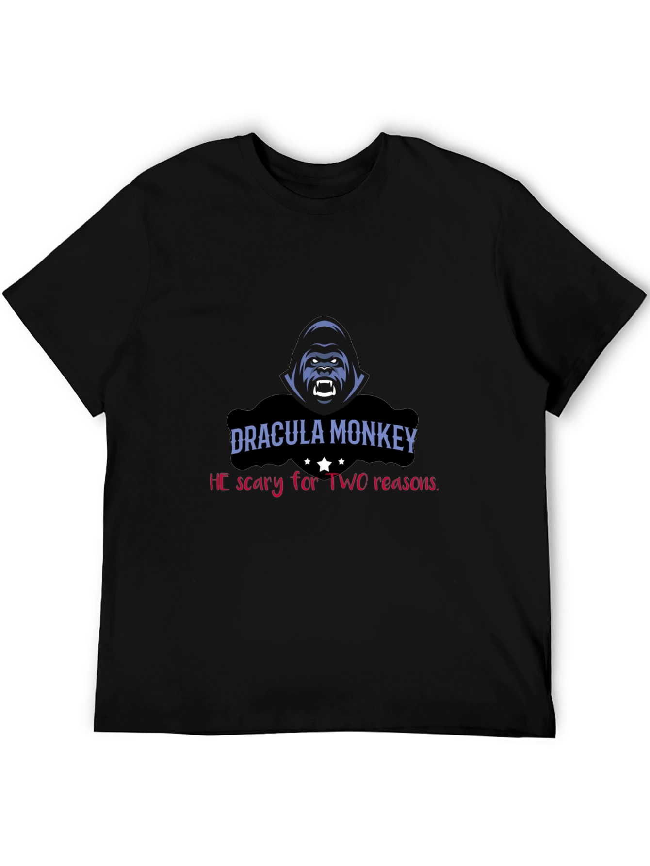 Black Dracula Monkey Graphic Tee - Scary For Two Reasons! view 5