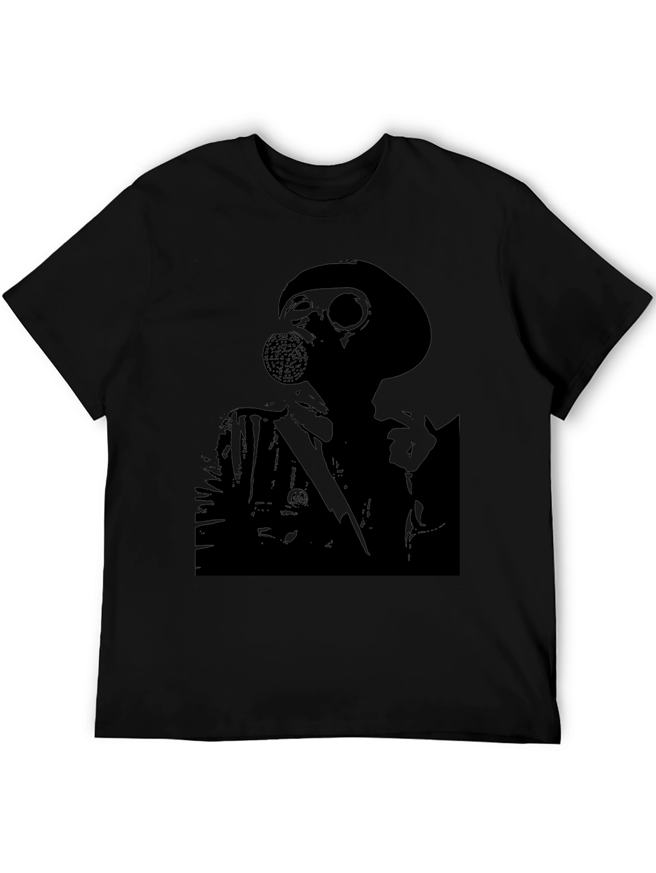 Black Dark Gas Mask Graphic Tee - Men's Black T-Shirt view 5