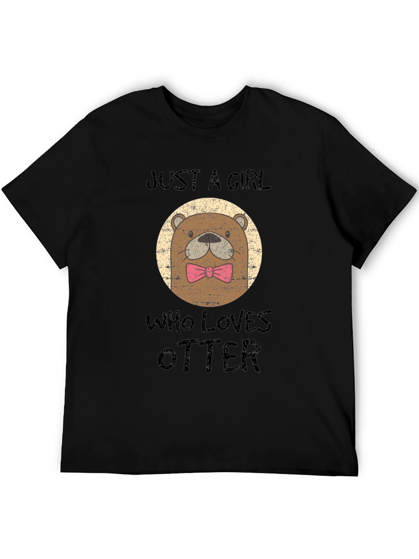 Black Otter Lover T-Shirt - Just a Girl Who Loves Otters! view 5
