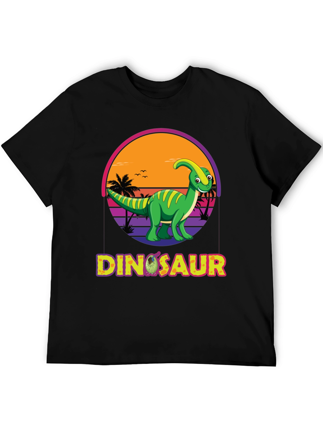 Black Dinosaur Sunset T-Shirt view 5