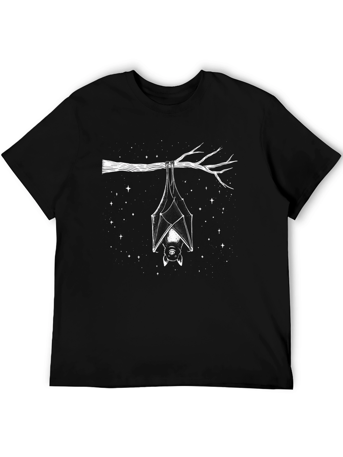 Black Bat Print Black T-Shirt - Hanging Bat Design view 5