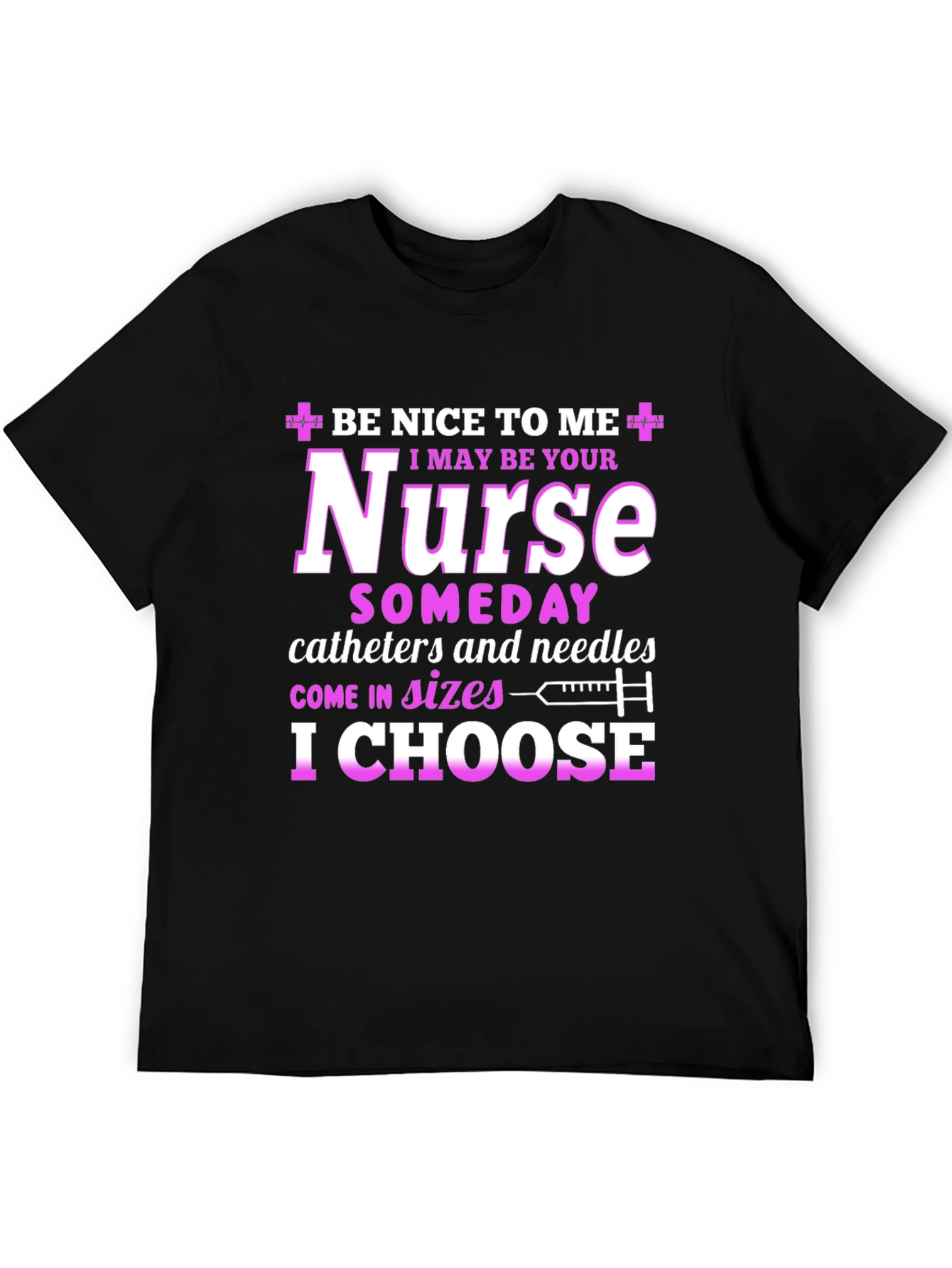 Black Funny Nurse T-Shirt - Be Nice to Me view 5