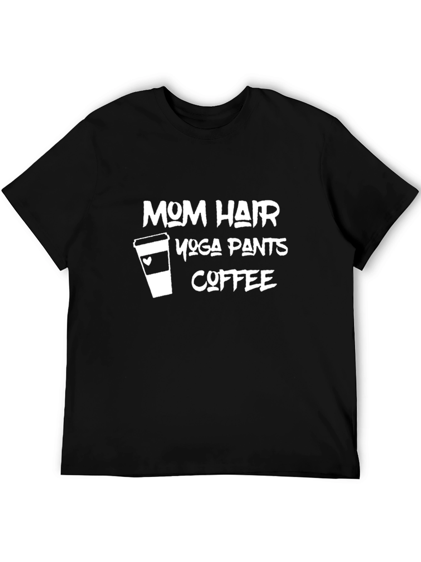 Black Mom Hair, Yoga Pants, Coffee T-Shirt view 5