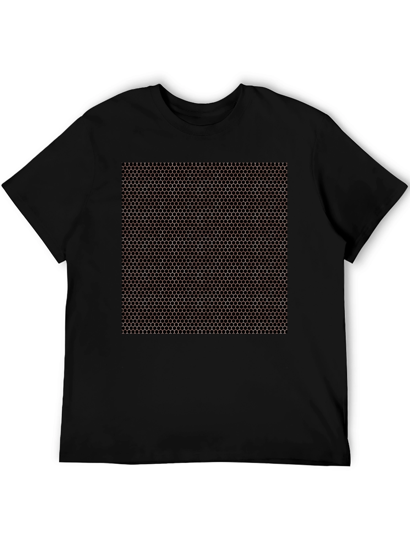 Black Honeycomb Pattern Black T-Shirt view 5