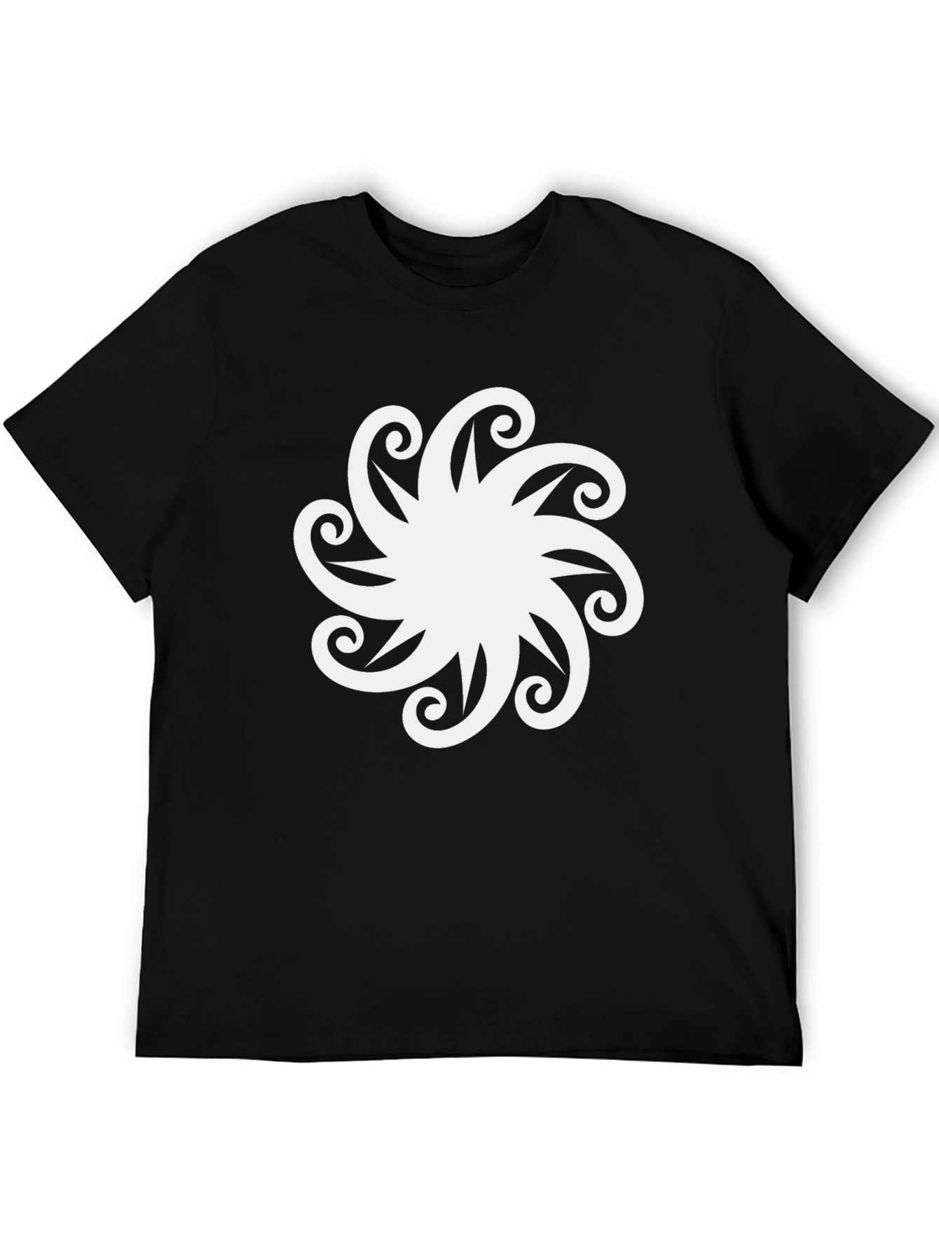 Black Stylish Black T-Shirt with White Floral Design view 5