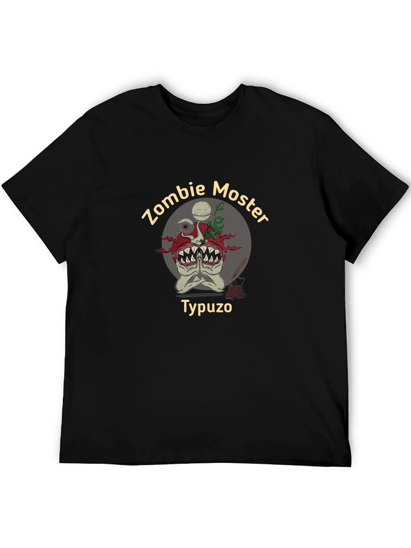 Black Zombie Monster Typuzo T-Shirt view 5