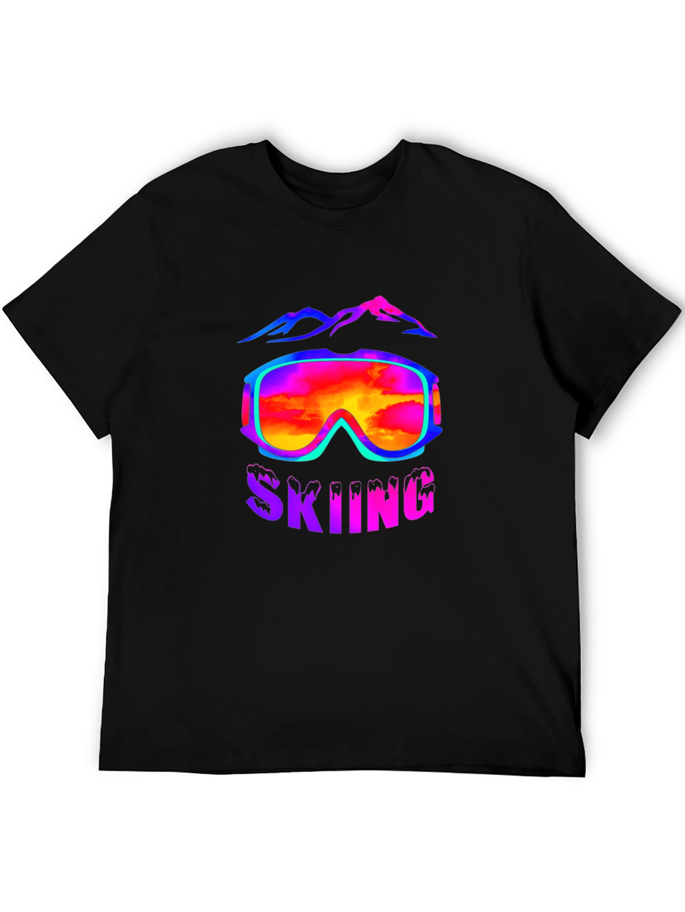 Black Skiing Goggles T-Shirt - Mountain Adventure Tee view 5