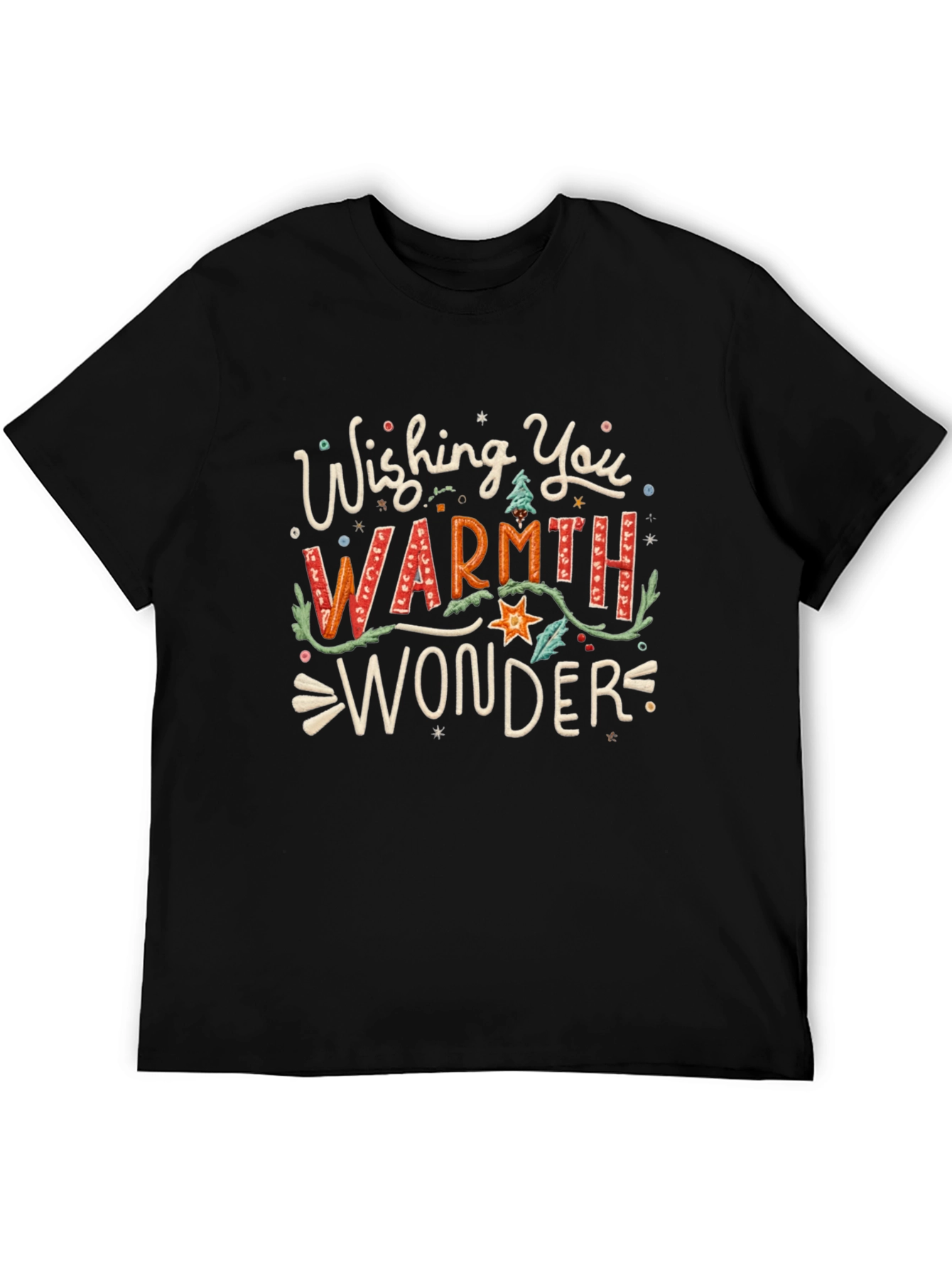 Black Wishing You Warmth and Wonder Graphic Tee view 5