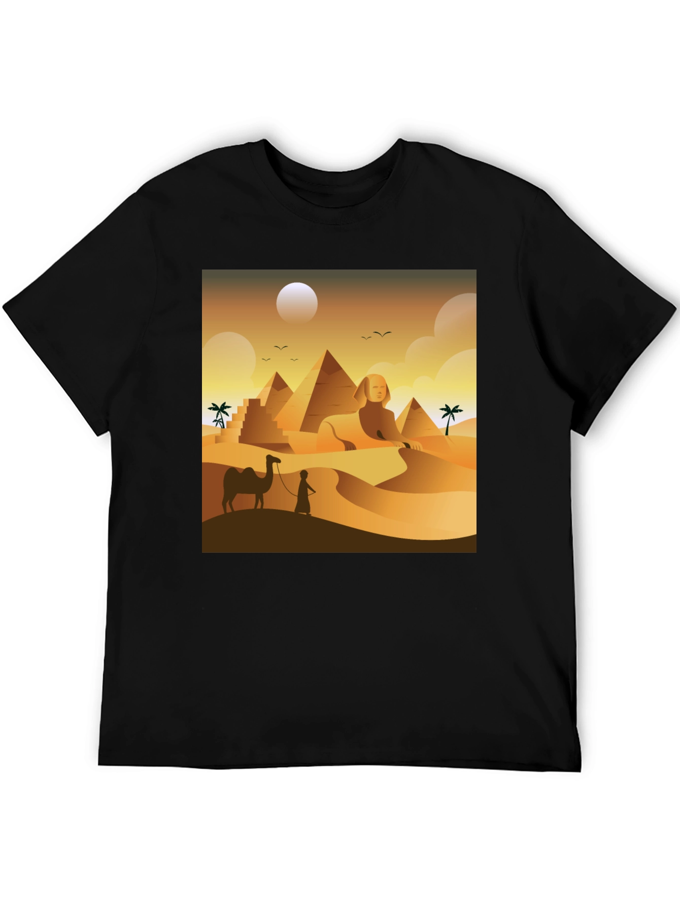 Black Egyptian Desert T-Shirt: Sphinx & Pyramids view 5